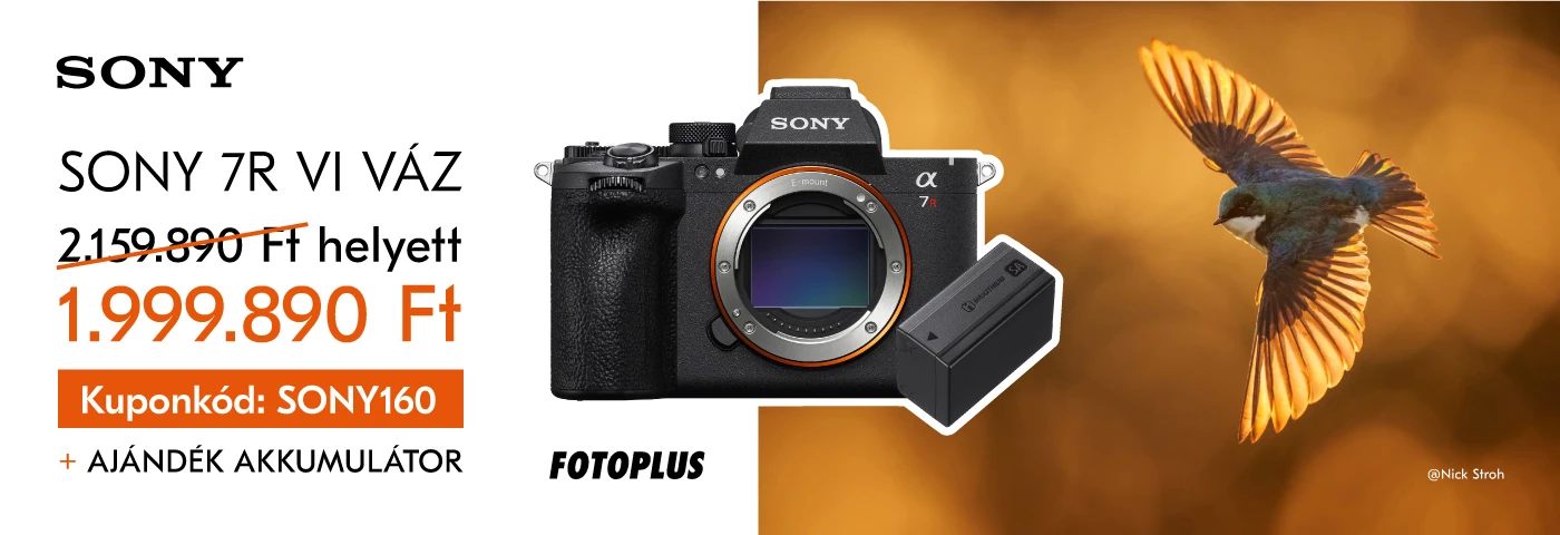 Sony Alpha 7R VI Full-Frame fényképezőgép (A7RVI) - 160.000Ft kedvezmény a SONY160 kuponnal + Ajándék akkumulátor