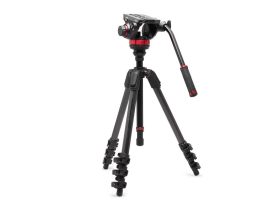   Manfrotto 502 fluid video head with flat base + 055 video carbon tripod