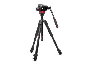   Manfrotto 502 fluid video head with flat base + 055 video aluminium tripod