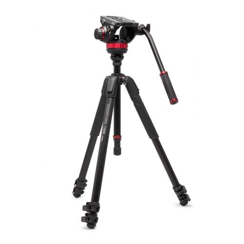 Manfrotto 502 fluid video head with flat base + 055 video aluminium tripod