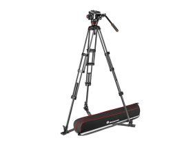   Manfrotto 504x fluid videó fej karbon ikerlábas állvánnyal, földterpesz