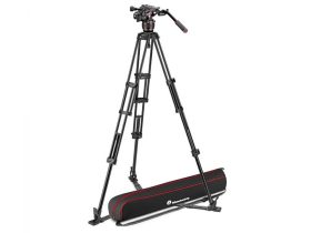   Manfrotto Nitrotech 608 Video Fej + aluminium állvány földterpesz, ikerláb
