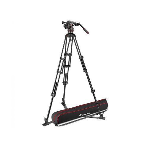 Manfrotto Nitrotech 608 Video Fej + aluminium állvány földterpesz, ikerláb