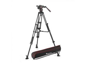   Manfrotto Nitrotech 608 video fej + alu állvány középterpesz, ikerláb