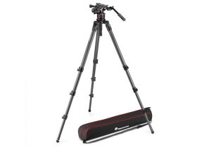   Manfrotto nitrotech 612 video fej + 536 magas CF állvány, szimpla lábbakkal
