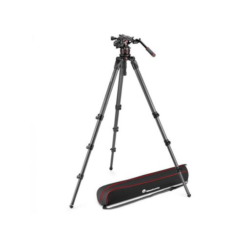 Manfrotto nitrotech 612 video fej + 536 magas CF állvány, szimpla lábbakkal