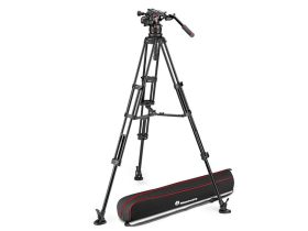   Manfrotto Nitrotech 612 video fej + aluminium állvány középterpesz, ikerláb