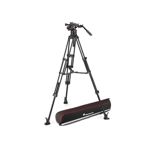 Manfrotto Nitrotech 612 video fej + aluminium állvány középterpesz, ikerláb