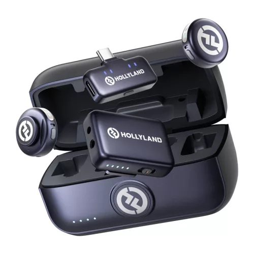 Hollyland LARK M3 Combo vezeték nélküli mikrofon szett, 2TX&2RX, USB-C és kamerás vevőegységgel