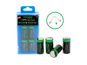   Patona Premium 4 pcs Rechargeable CR123A Lithium Battery Set, 2400 mWh, 3,0 V, Cable