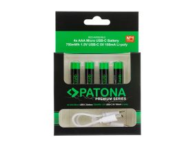   Patona Premium USB-C 4x AAA micro Rechargable Lithium Battery 750mWh