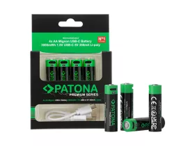   Patona Premium 3000mWh USB-C 4X AA Mignon újratölthető lítium elem