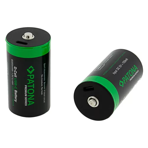 Patona Premium USB-C 2x LR20 Mono D újratölthető lítium elem 6000mWh