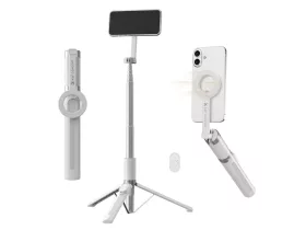   K&F Concept 1,8 m-es mágneses szelfibot univerzális telefontartóval és 1/4"-os csavarral, fehér