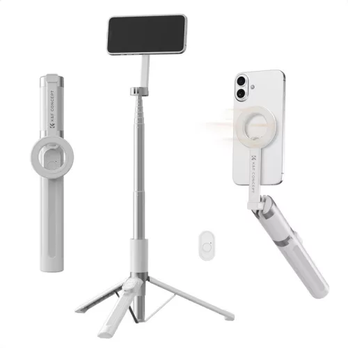 K&F Concept 1,8 m-es mágneses szelfibot univerzális telefontartóval és 1/4"-os csavarral, fehér