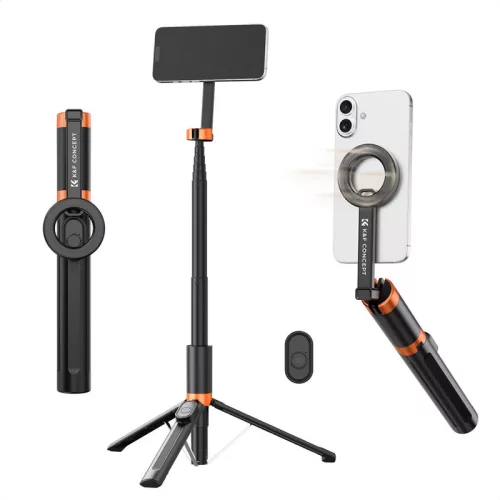 K&F Concept 1,8 m-es mágneses szelfibot univerzális telefontartóval és 1/4"-os csavarral, fekete
