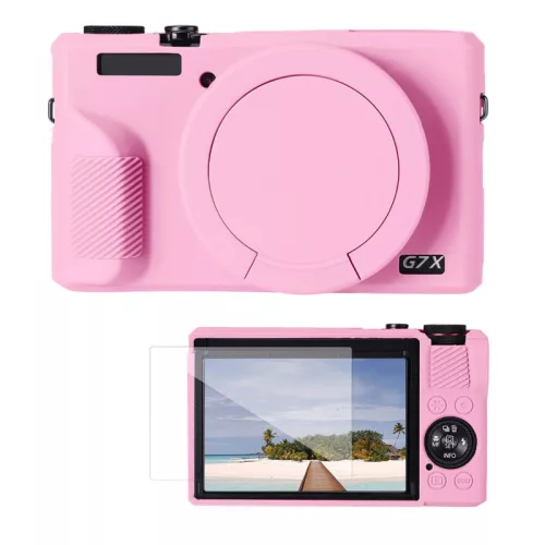 K&F Concept szilikon védőtok készlet Canon PowerShot G7 X Mark III fényképezőgéphez, rózsaszín
