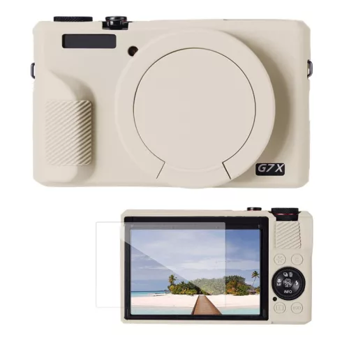 K&F Concept szilikon védőtok készlet Canon PowerShot G7 X Mark III fényképezőgéphez, bézs