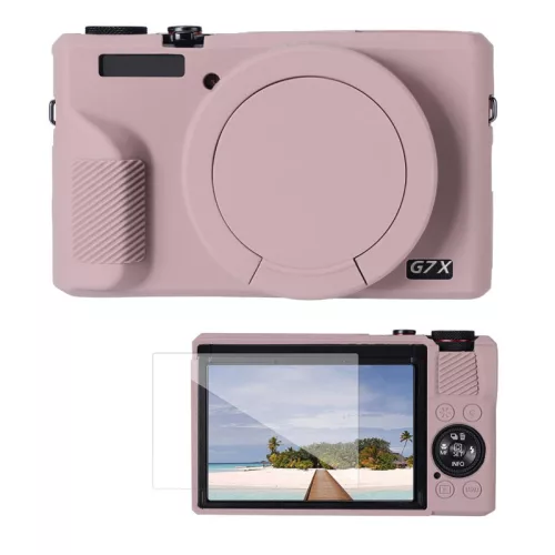 K&F Concept szilikon védőtok készlet Canon PowerShot G7 X Mark III fényképezőgéphez, szürkéslila
