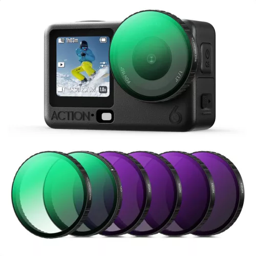 K&F Concept 6 darabos szűrő szett DJI Action 6-hoz (CPL+ND8+ND16+ND32+ND64+ BLACK SOFT 1/4)