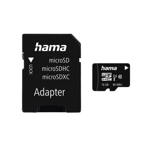 Hama microSDHC 16GB kártya + adapter