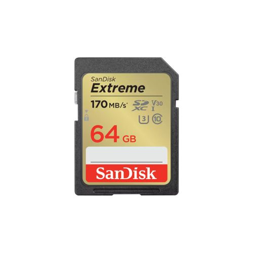 Sandisk 64GB Extreme SDXC 170mb/s / 80mb UHS-I CL10 U3 V30 memóriakártya