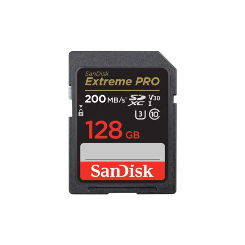 Sandisk 128GB SDXC Extreme Pro 200/90MB/s CL10 U3 V30 memóriakártya