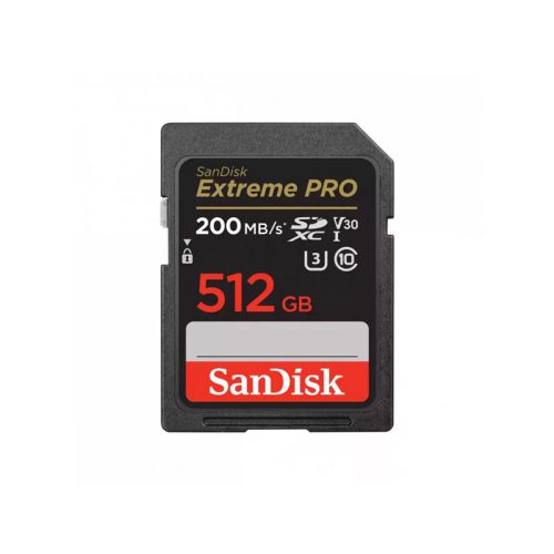 Sandisk 512GB SDXC Extreme Pro 200/140MB/s CL10 U3 V30 memóriakártya
