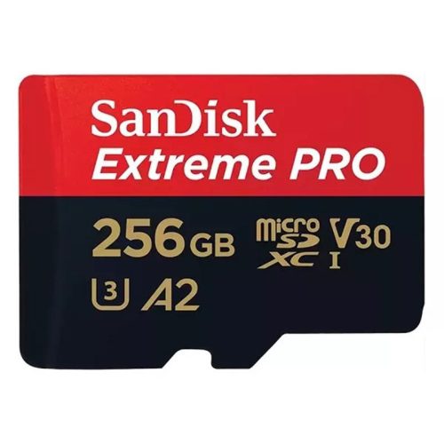 Sandisk 256GB MicroSDXC Extreme Pro memóriakártya + Adapter 200mb/s /140mb/s UHS-I V30 A2 C10 U3 + Rescue Pro Deluxe szoftver
