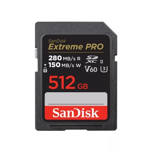 Sandisk 512 GB SDXC Pro memóriakártya 280/100 MB/s, UHS-II, V60, C10
