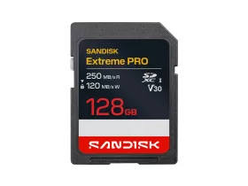   SanDisk Extreme Pro 128 GB SDXC UHS-I U3 V30 memóriakártya, 250/120 MB/s sebességgel
