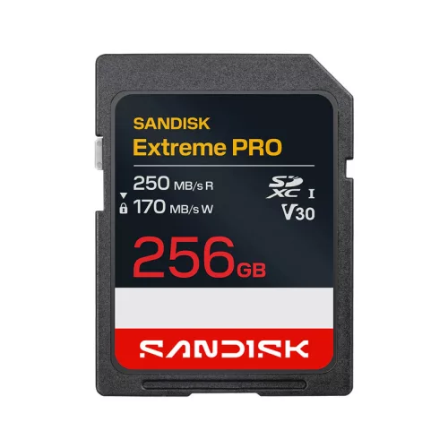 SanDisk Extreme Pro 256 GB SDXC UHS-I U3 V30 memóriakártya, 250/170 MB/s sebességgel