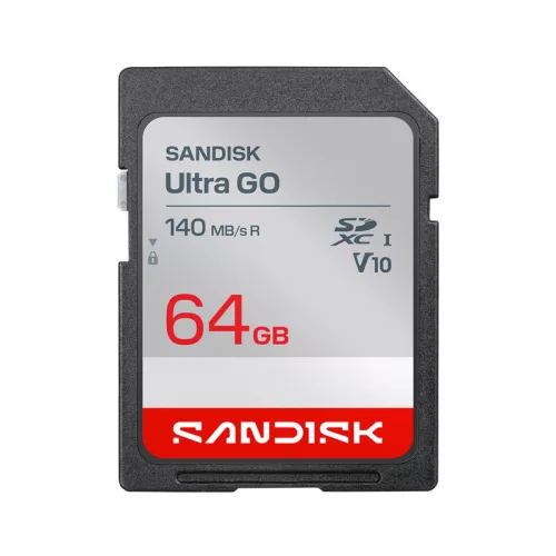 SanDisk Ultra Go SDXC memóriakártya, 64 GB, 140 MB/s, UHS-I, V10, U1, C10