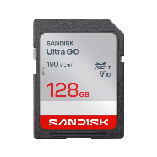 SanDisk Ultra Go SDXC memóriakártya, 128 GB, 190 MB/s, UHS-I, V10, U1, C10