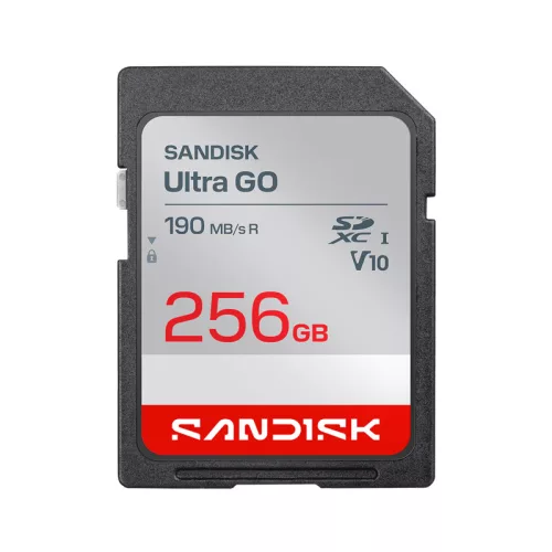 SanDisk Ultra Go SDXC memóriakártya, 256 GB, 190 MB/s, UHS-I, V10, U1, C10