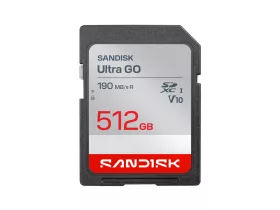   SanDisk Ultra Go SDXC memóriakártya, 512 GB, 190 MB/s, UHS-I, V10, U1, C10