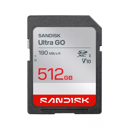 SanDisk Ultra Go SDXC memóriakártya, 512 GB, 190 MB/s, UHS-I, V10, U1, C10