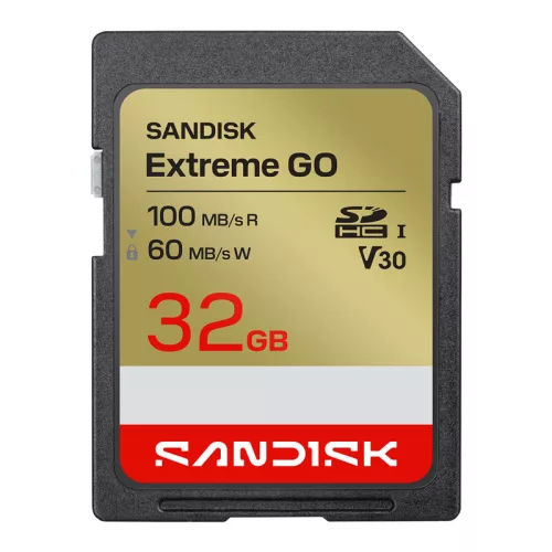 SanDisk Extreme Go 32 GB SDHC UHS-I U3 V30 memóriakártya, 100/60 MB/s sebességgel