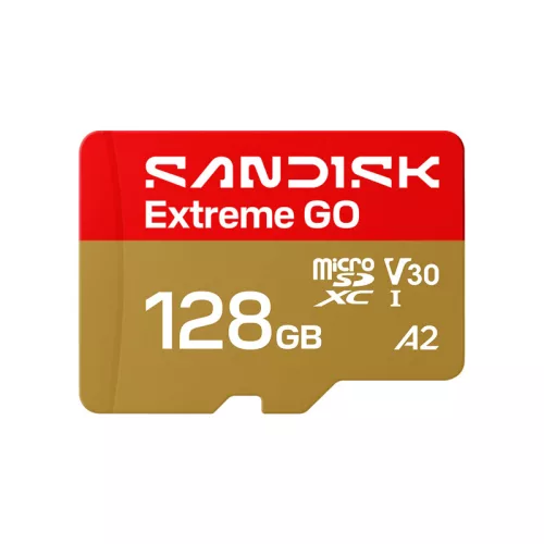 SanDisk Extreme Go 128 GB microSDXC UHS-I U3 V30 memóriakártya, 240/120 MB/s sebességgel
