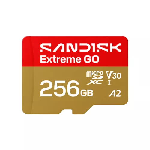 SanDisk Extreme Go 256 GB microSDXC UHS-I U3 V30 memóriakártya, 240/160 MB/s sebességgel