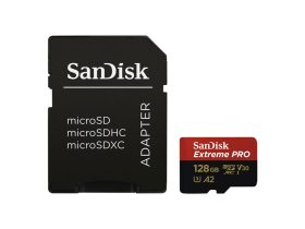   Sandisk Micro SDXC Extreme Pro Card 128GB, 170MB/s C10, V30, UHS-I, U3, A2