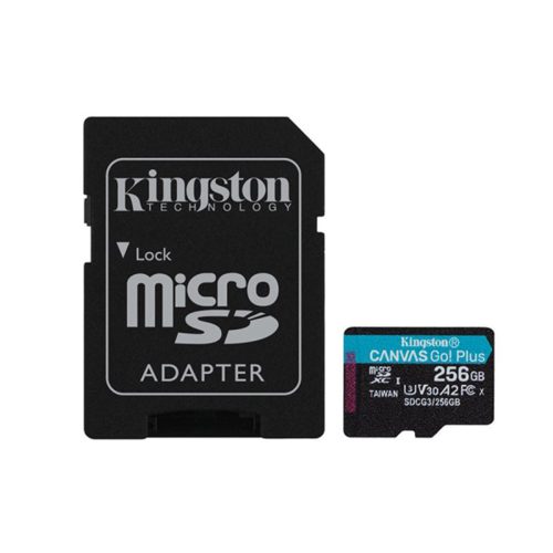 Kingston MicroSDXC 256GB Canvas Go Plus 170R A2 U3 V30 memóriakártya + adapter
