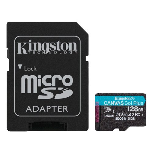 Kingston MicroSDXC 128GB Canvas Go Plus Gen4 200R A2 U3 V30 memóriakártya + Adapter