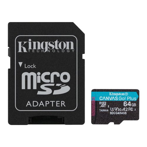 Kingston MicroSDXC 64GB Canvas Go Plus Gen4 200R A2 U3 V30 memóriakártya + Adapter