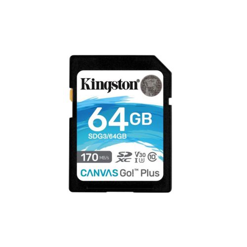 Kingston SDXC 64GB Canvas Go Plus 170R C10 UHS-I U3 V30 memóriakártya
