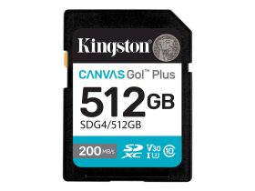   Kingston SDXC 512GB Canvas Go Plus Gen4 200R C10 UHS-I U3 V30 memorycard