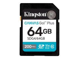   Kingston SDXC 64GB Canvas Go Plus Gen4 200R C10 UHS-I U3 V30 Memorycard