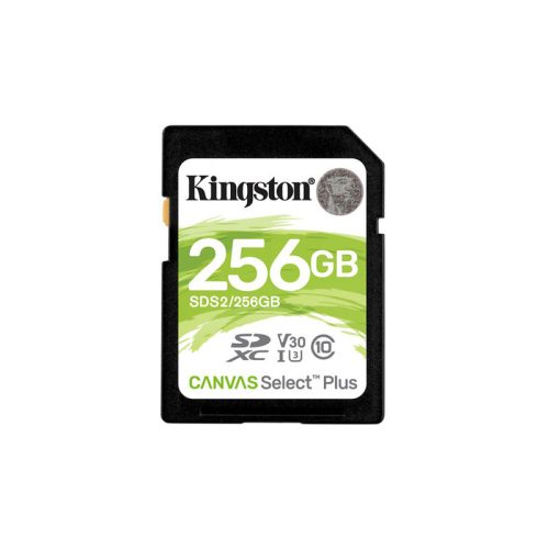 Kingston SDXC 256GB Canvas Select Plus 100R C10 UHS-I U3 V30 memóriakártya