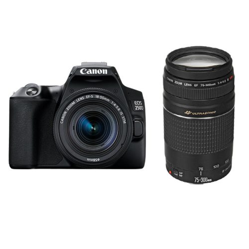 Canon EOS 250D fekete + 18-55mm + 75-300mm objektív