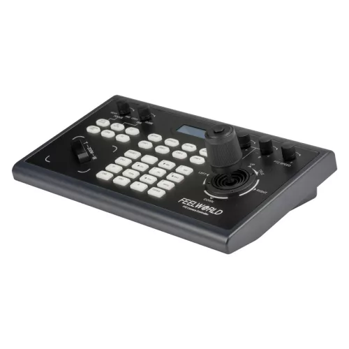 Feelworld KBC10 PTZ kamera vezérlő, joystickkal, billentyűzettel, LCD kijelzővel és PoE támogatással